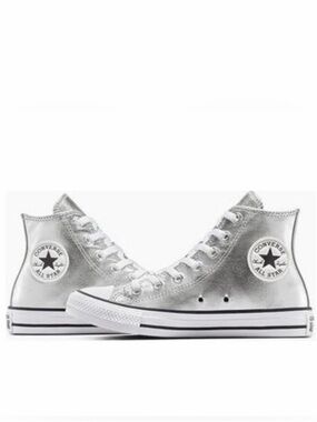 Converse Women's All Star Chuck Taylor High Top Metallic Silver Size 9